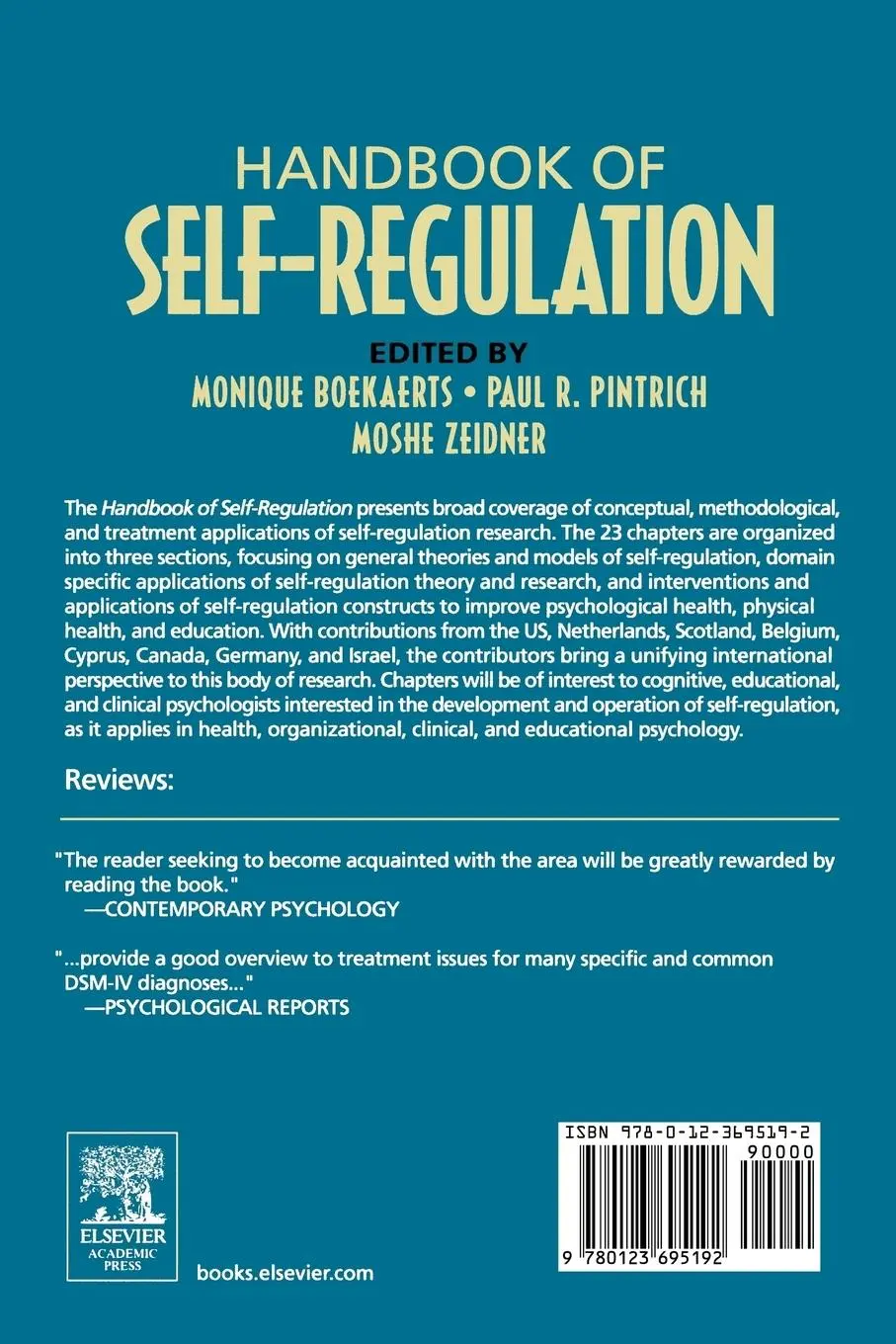 Rückseite: 9780123695192 | Handbook of Self-Regulation | Monique Boekaerts (u. a.) | Taschenbuch