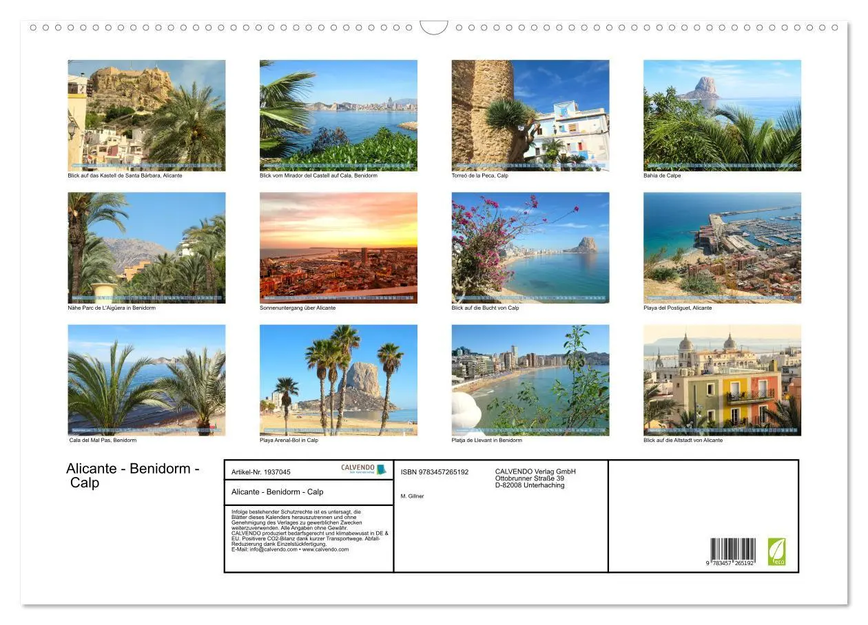 Bild: 9783457265192 | Alicante - Benidorm - Calp (Wandkalender 2026 DIN A2 quer),...