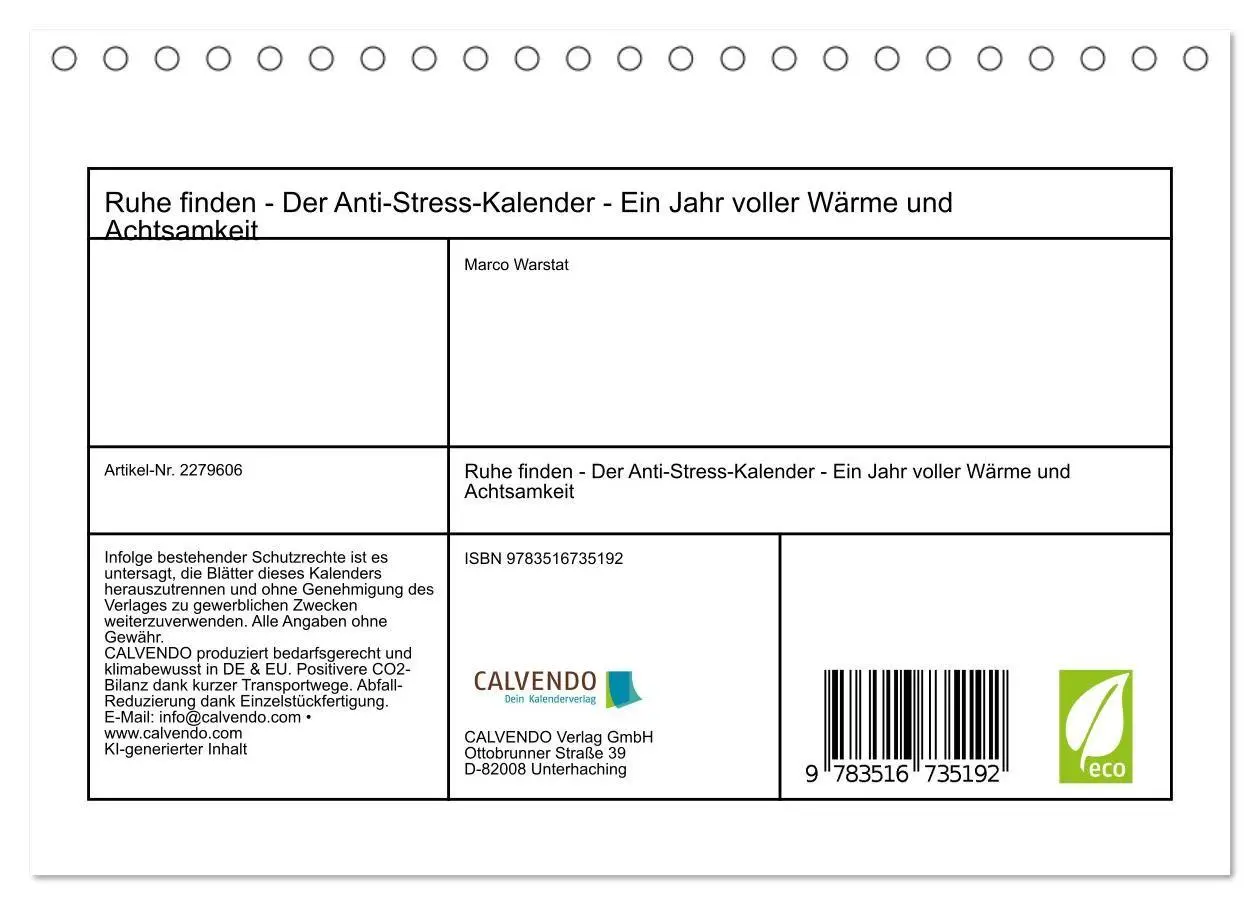 Bild: 9783516735192 | Ruhe finden - Der Anti-Stress-Kalender - Ein Jahr voller Wärme und...