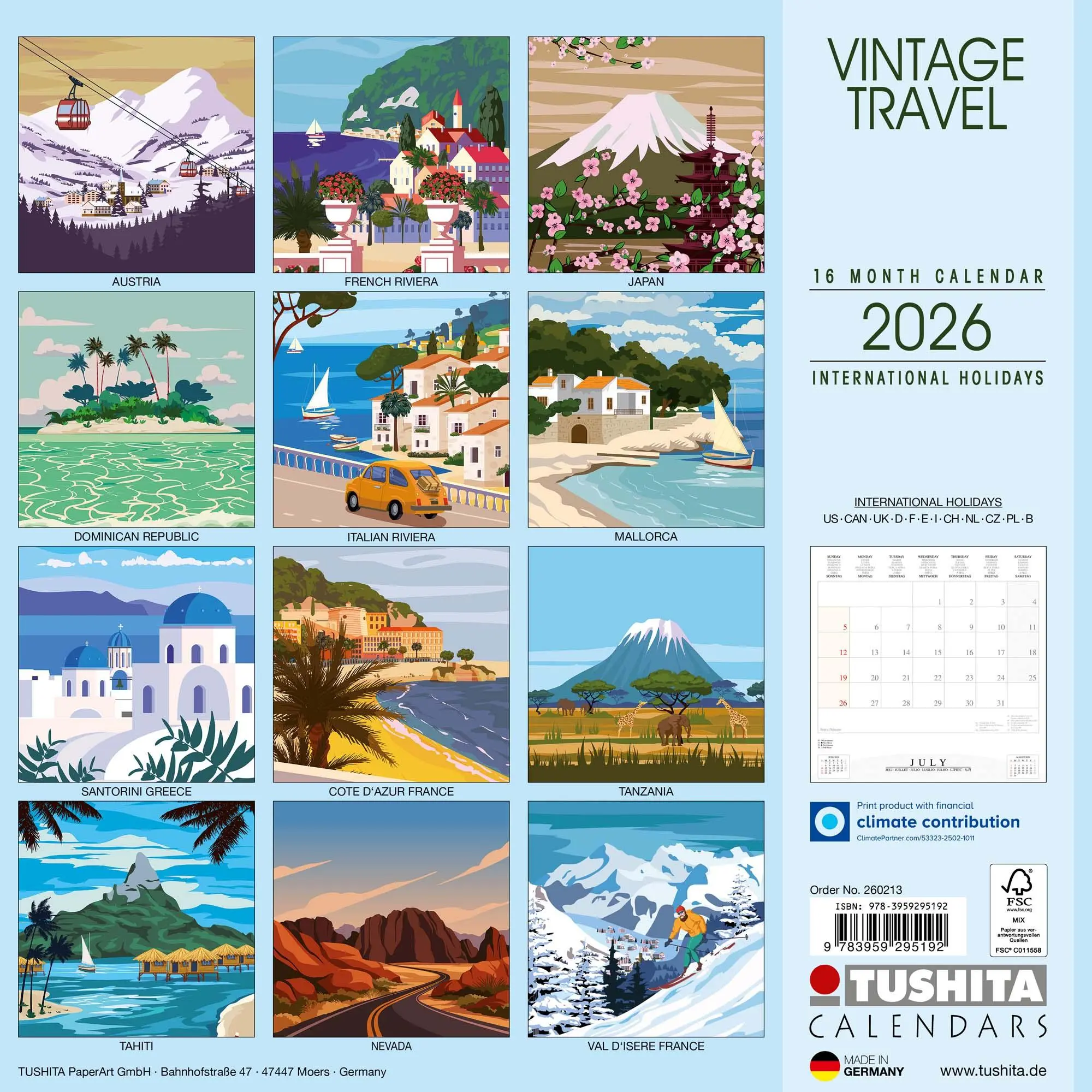 Rückseite: 9783959295192 | Vintage Travel 2026 | Kalender 2026 | Kalender | 28 S. | Englisch