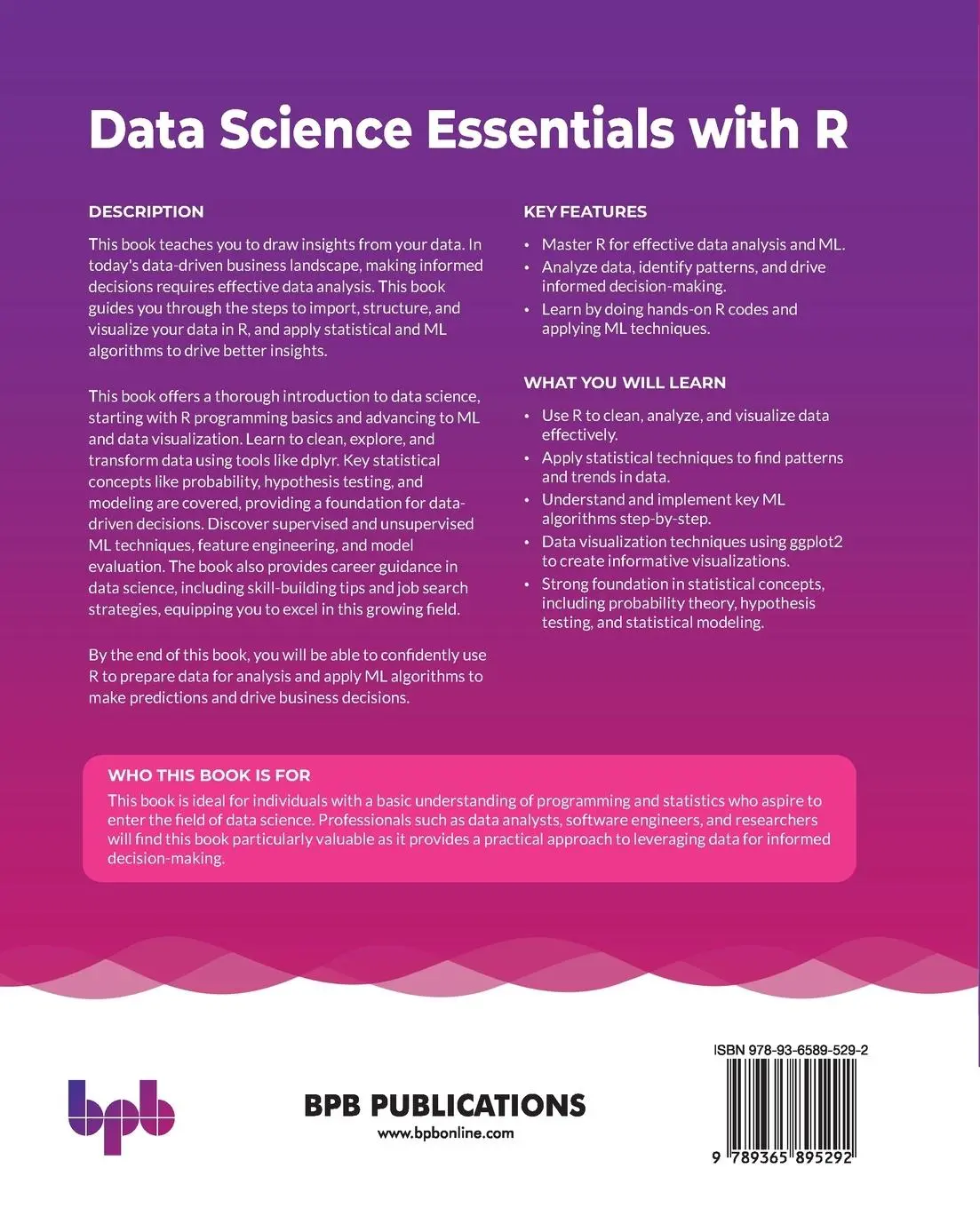 Rückseite: 9789365895292 | Data Science Essentials with R | Abhishek Das | Taschenbuch | Englisch