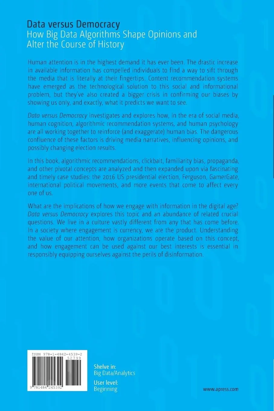 Rückseite: 9781484245392 | Data versus Democracy | Kris Shaffer | Taschenbuch | xvii | Englisch