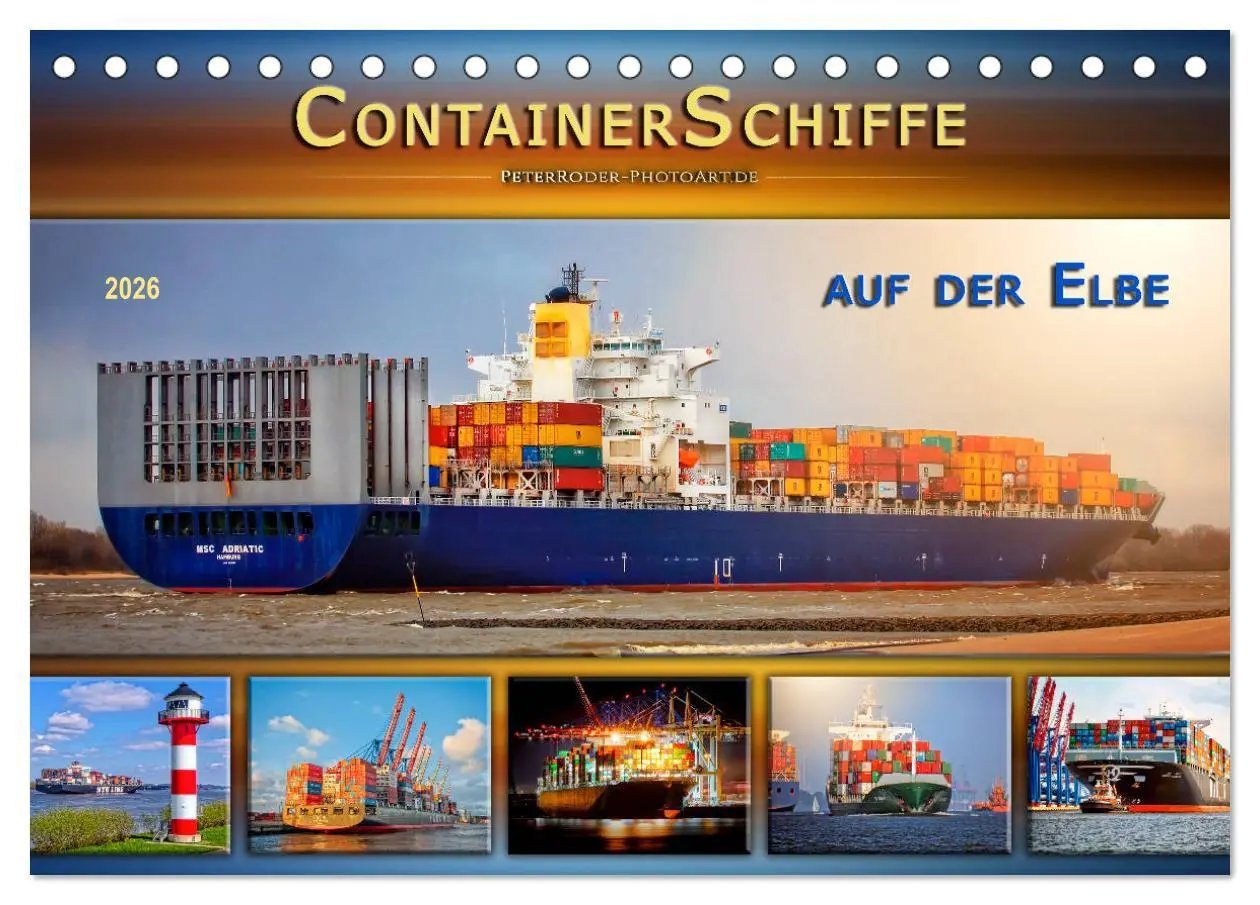 Cover: 9783457865392 | Containerschiffe auf der Elbe (Tischkalender 2026 DIN A5 quer),...
