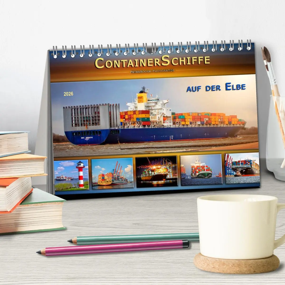 Bild: 9783457865392 | Containerschiffe auf der Elbe (Tischkalender 2026 DIN A5 quer),...