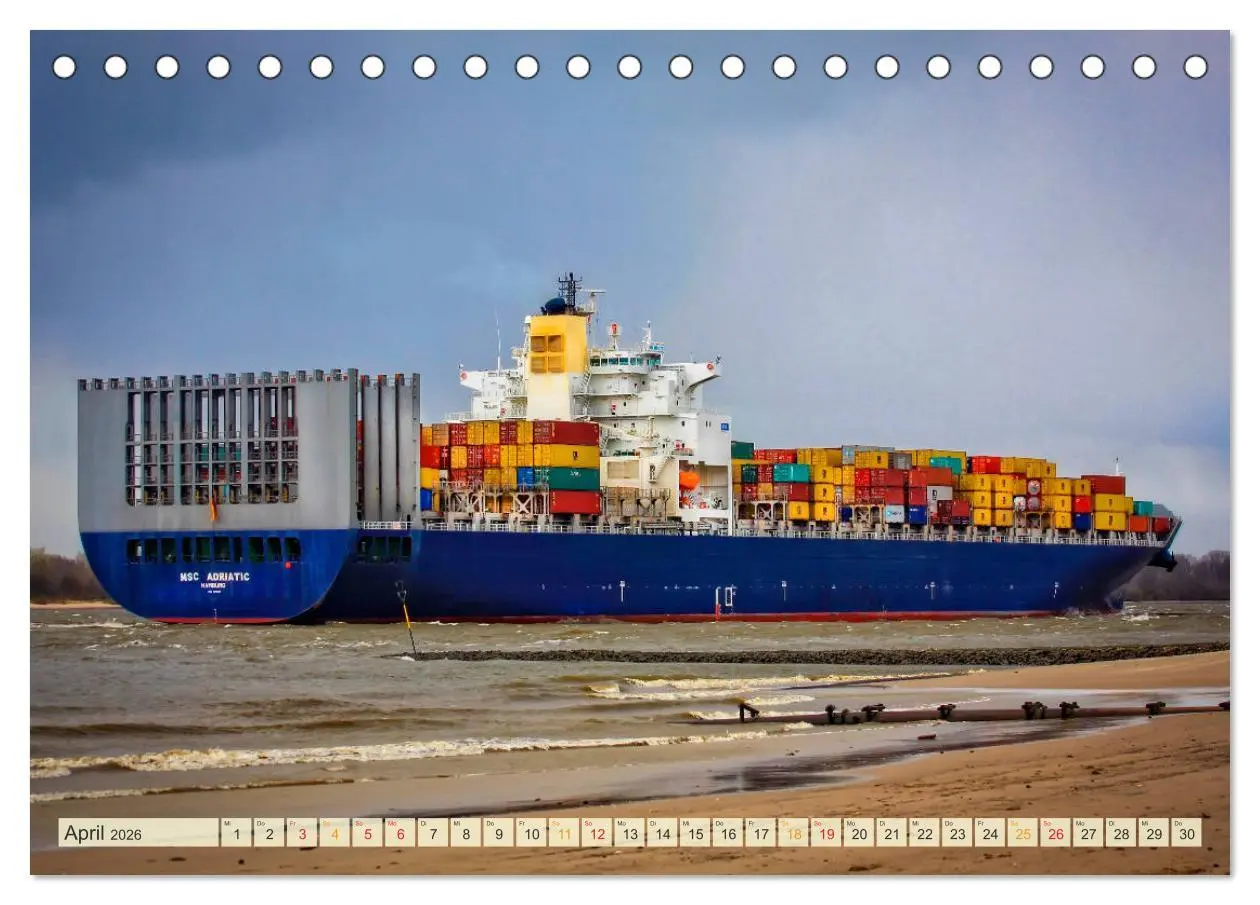 Bild: 9783457865392 | Containerschiffe auf der Elbe (Tischkalender 2026 DIN A5 quer),...
