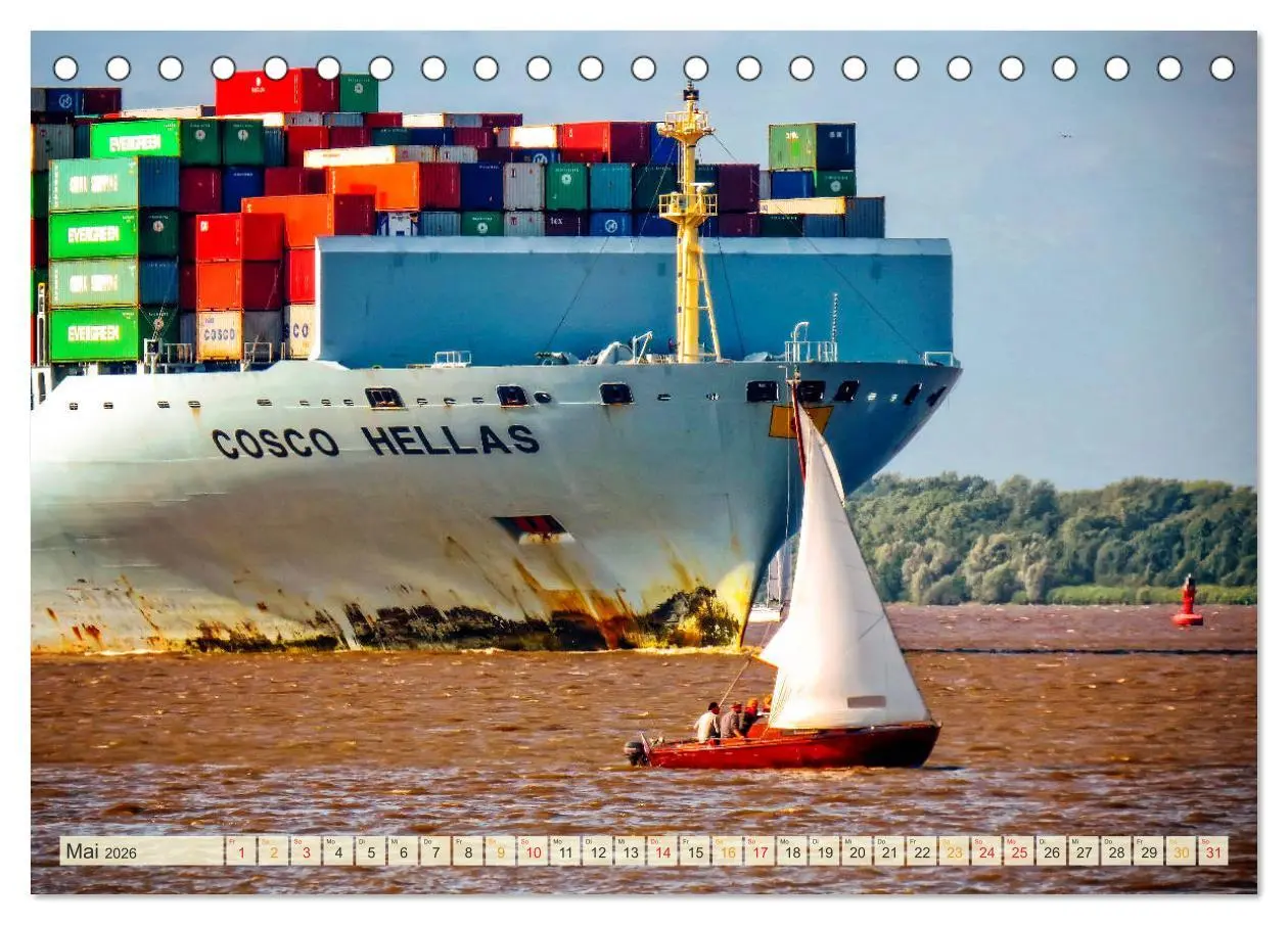 Bild: 9783457865392 | Containerschiffe auf der Elbe (Tischkalender 2026 DIN A5 quer),...