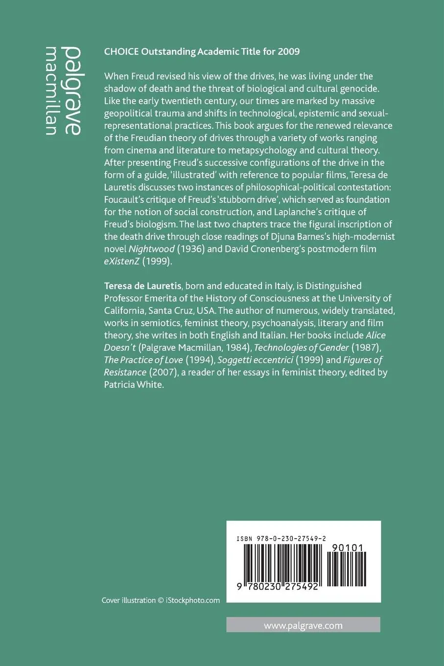 Rückseite: 9780230275492 | Freud's Drive: Psychoanalysis, Literature and Film | Lauretis | Buch