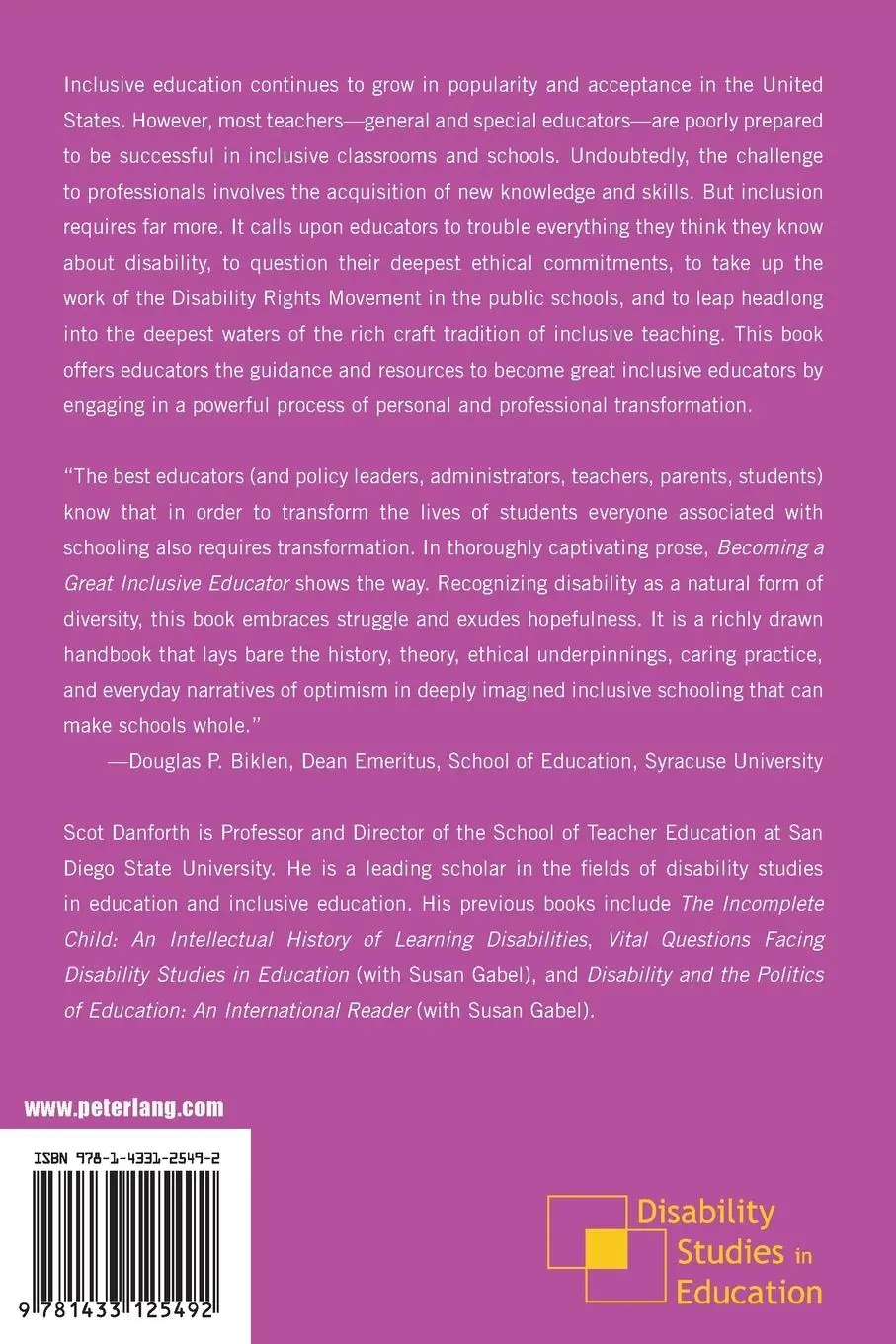 Rückseite: 9781433125492 | Becoming a Great Inclusive Educator | Scot Danforth | Taschenbuch