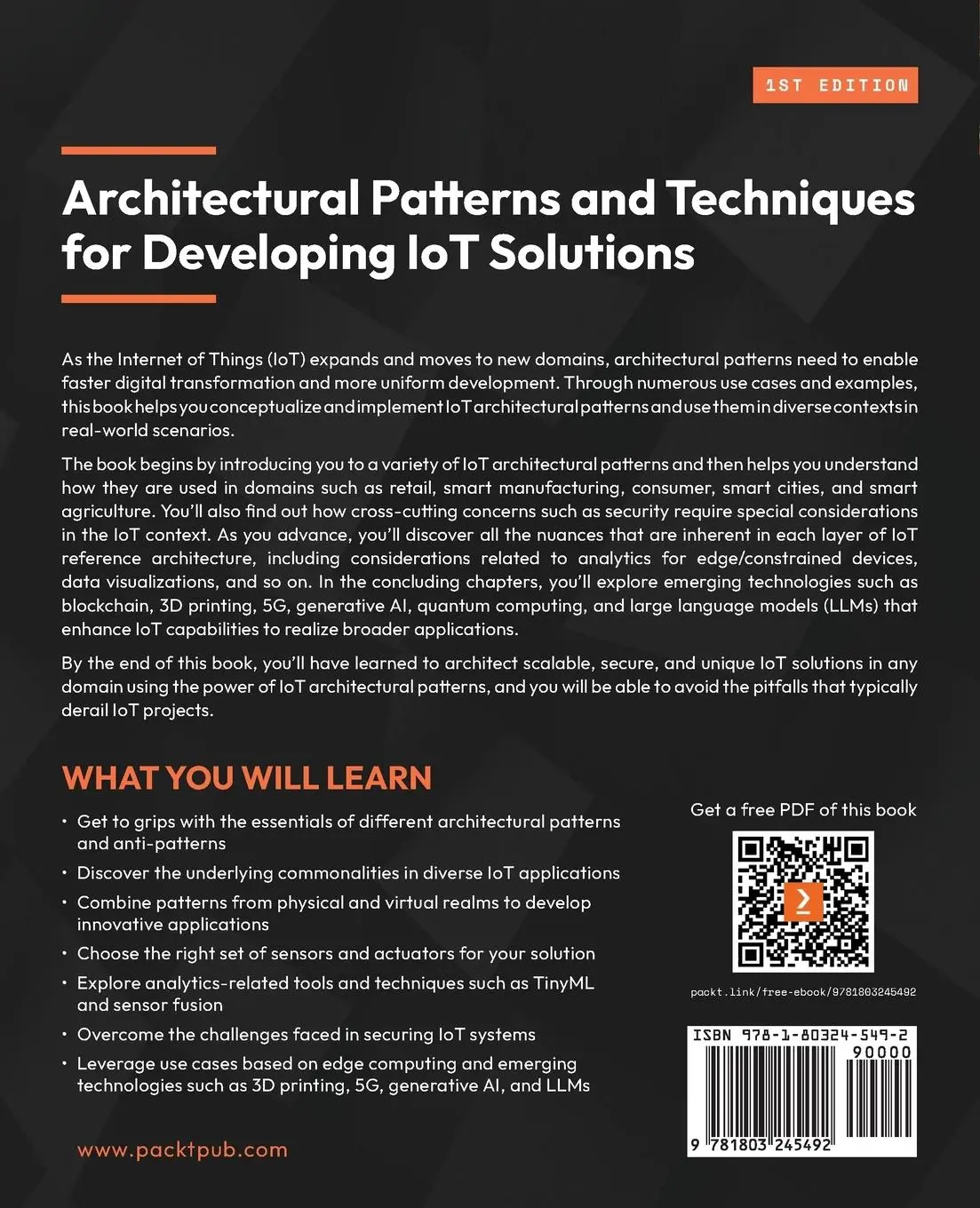 Rückseite: 9781803245492 | Architectural Patterns and Techniques for Developing IoT Solutions