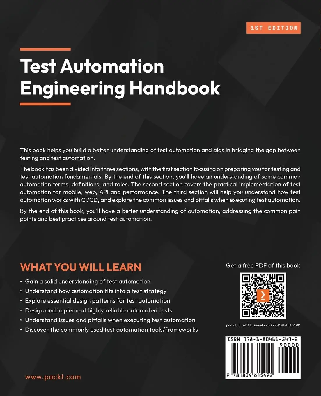Rückseite: 9781804615492 | Test Automation Engineering Handbook | Manikandan Sambamurthy | Buch