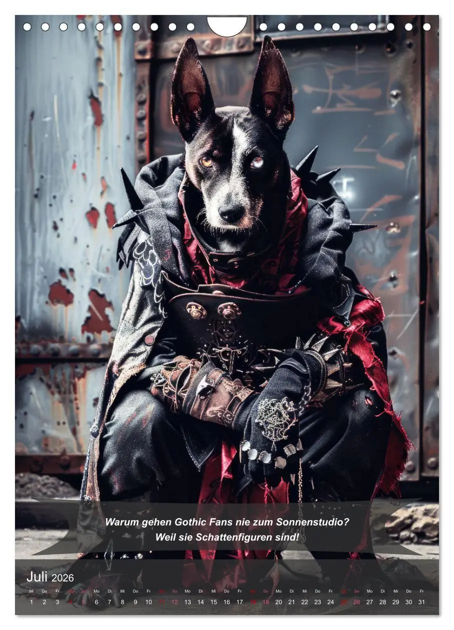 Bild: 9783516255492 | Der tierisch lustige Gothic Kalender (Wandkalender 2026 DIN A4...