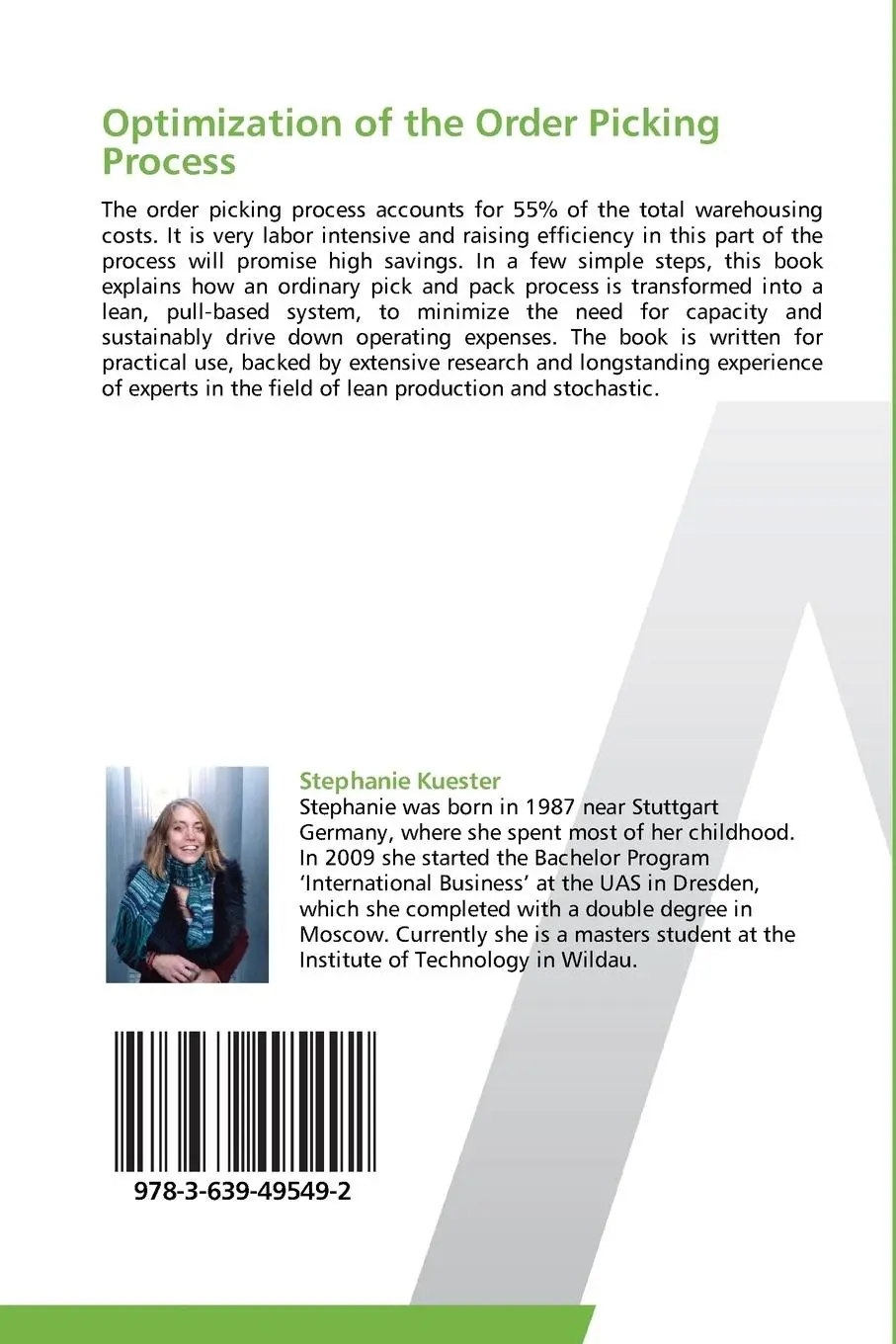 Rückseite: 9783639495492 | Optimization of the Order Picking Process | Stephanie Kuester | Buch