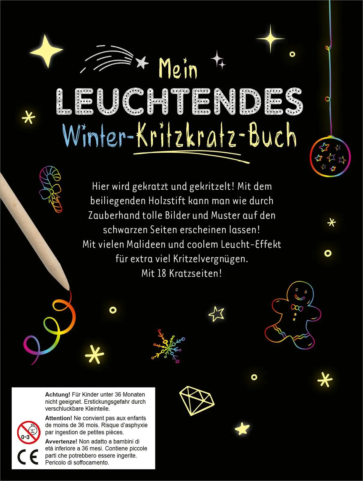 Rückseite: 9783845865492 | Mein leuchtendes Winter-Kritzkratz-Buch | Mit starken Leuchteffekten