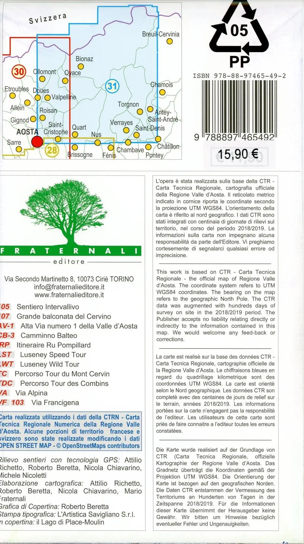 Bild: 9788897465492 | Carta n. 31. Valpelline, Saint-Barthélemy, Aosta 1:25.000 | 2019