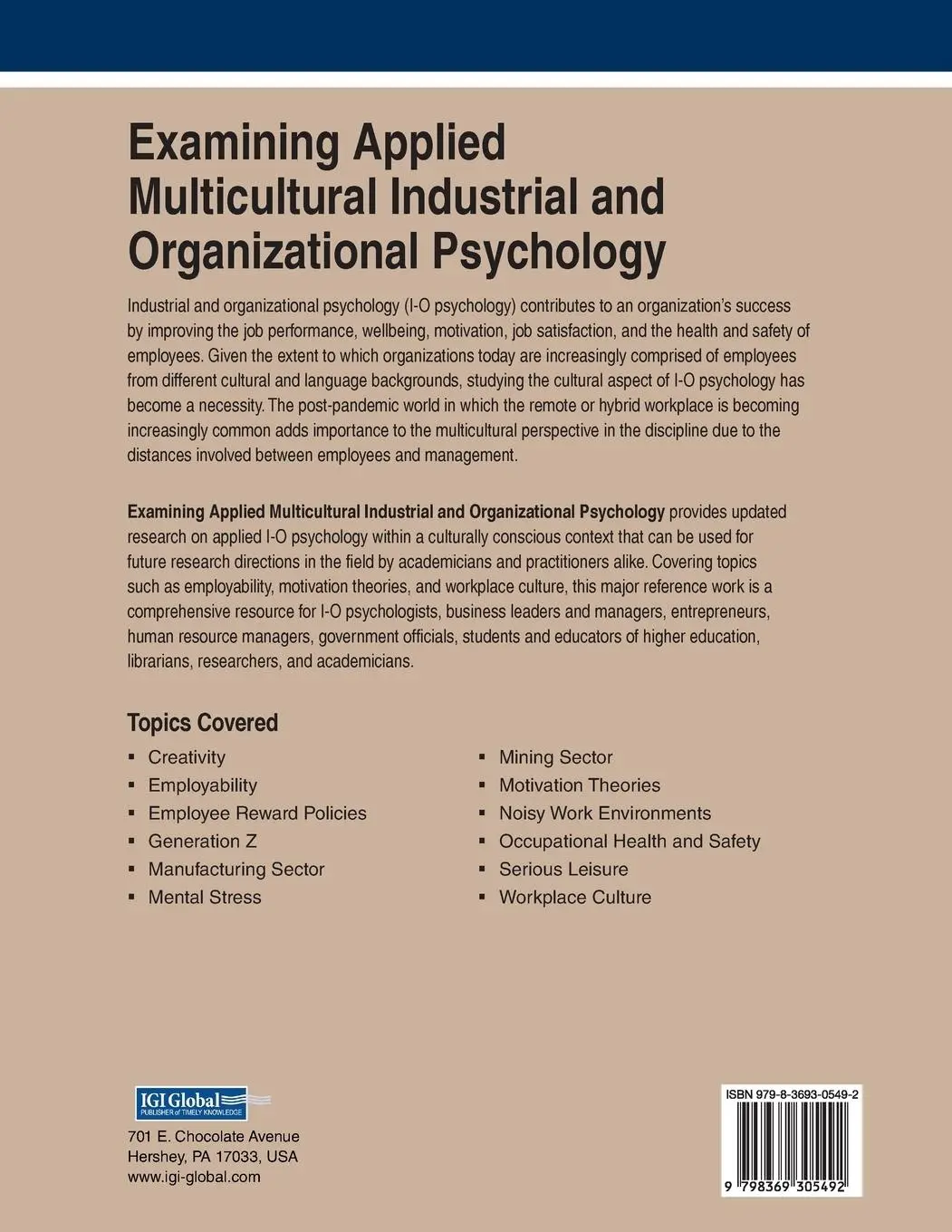 Rückseite: 9798369305492 | Examining Applied Multicultural Industrial and Organizational...