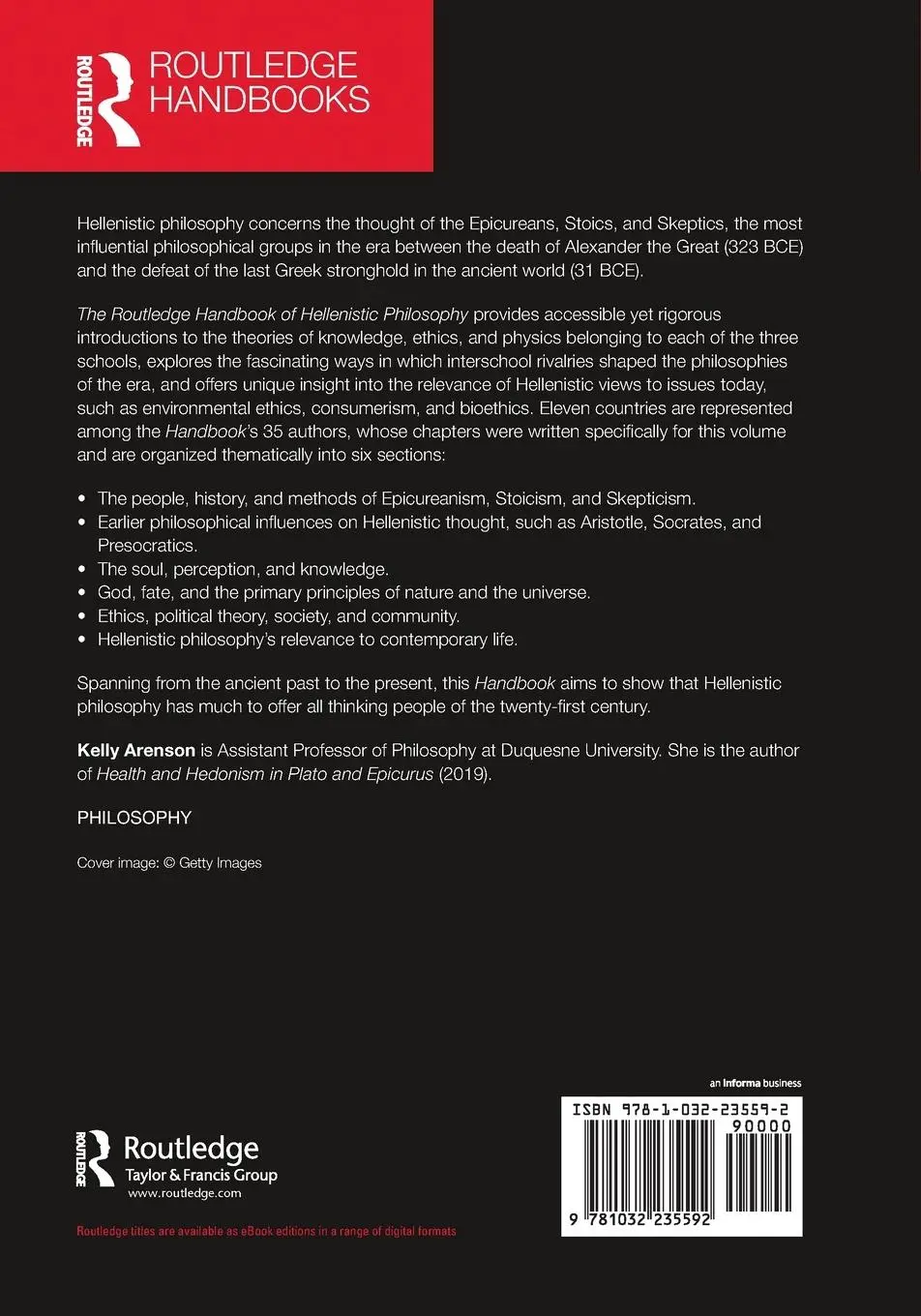 Rückseite: 9781032235592 | The Routledge Handbook of Hellenistic Philosophy | Kelly Arenson