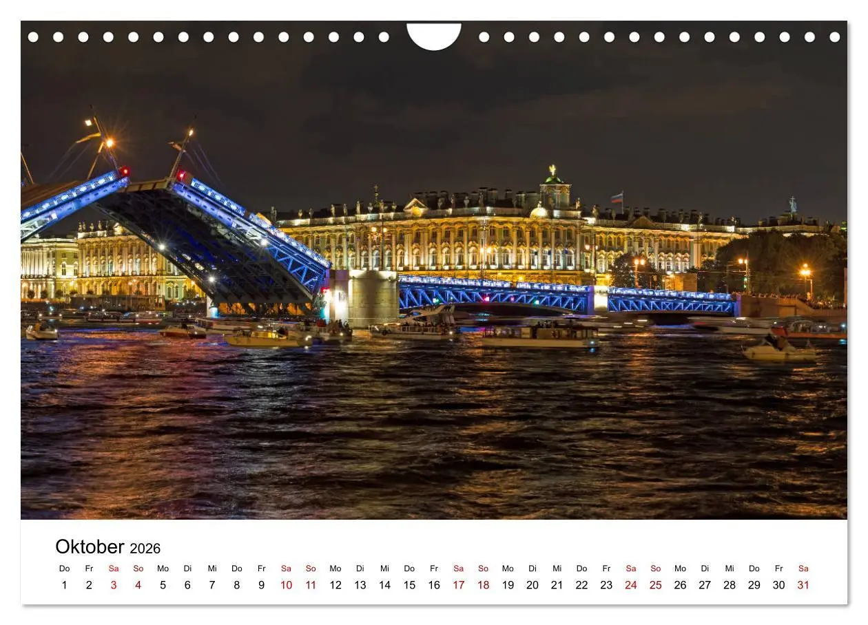 Bild: 9783457845592 | St. Petersburg bei Nacht (Wandkalender 2026 DIN A4 quer), CALVENDO...