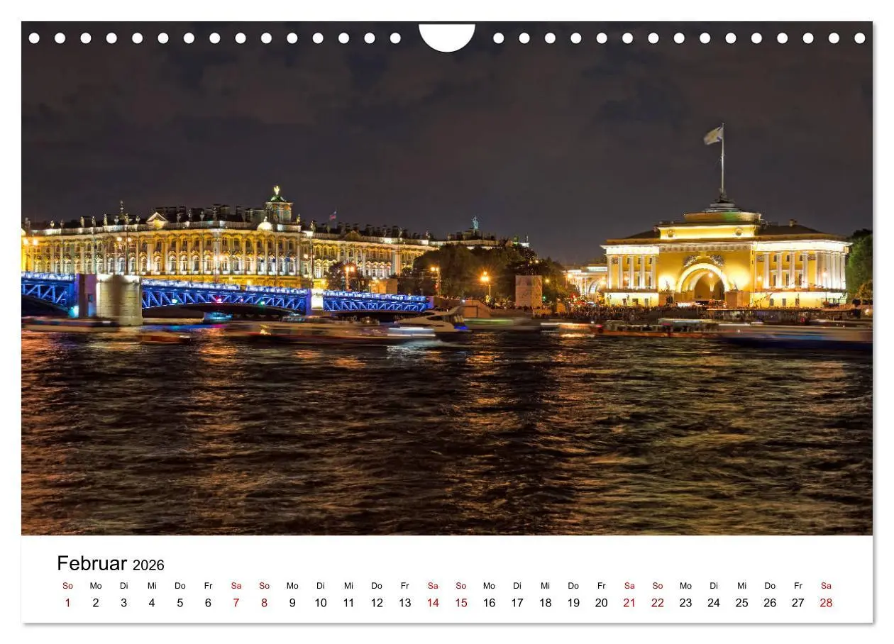 Bild: 9783457845592 | St. Petersburg bei Nacht (Wandkalender 2026 DIN A4 quer), CALVENDO...