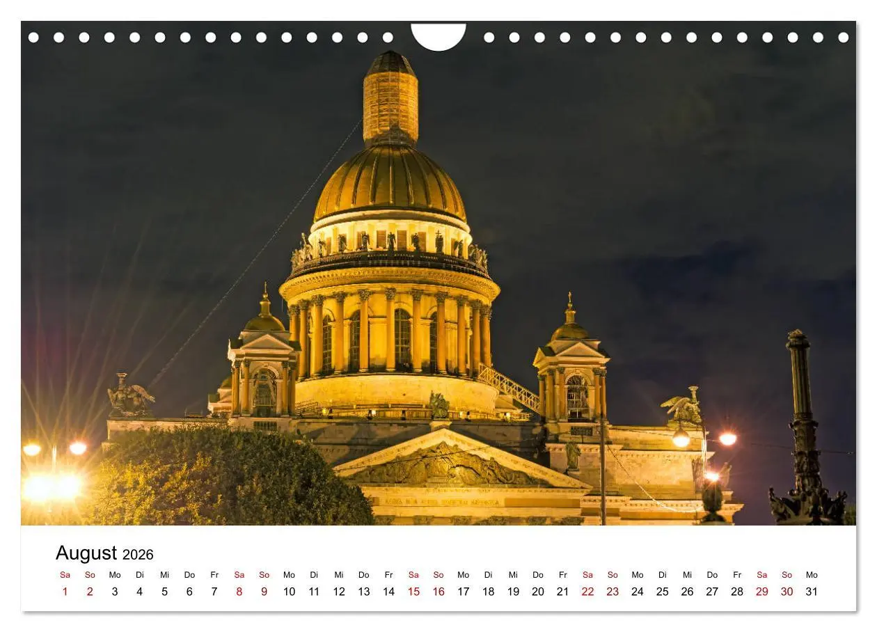 Bild: 9783457845592 | St. Petersburg bei Nacht (Wandkalender 2026 DIN A4 quer), CALVENDO...