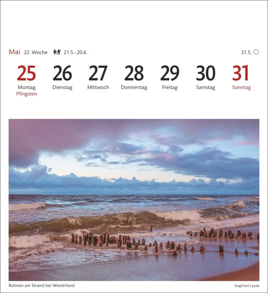 Bild: 9783840035692 | Sylt Sehnsuchtskalender 2026 - Wochenkalender mit 53 Postkarten | 2026