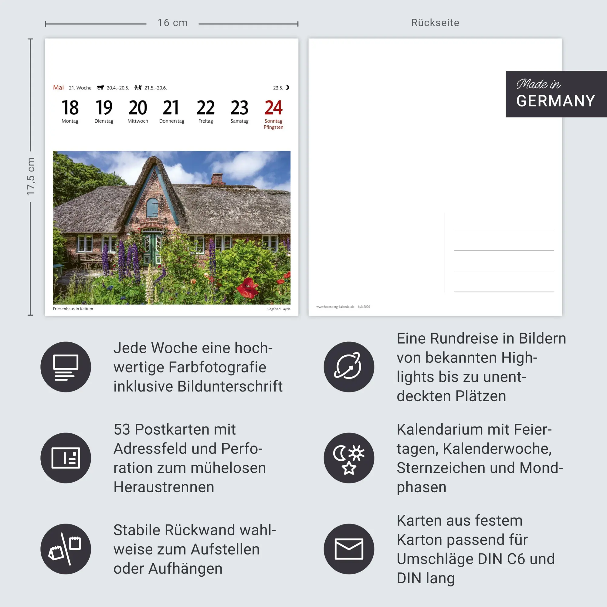 Bild: 9783840035692 | Sylt Sehnsuchtskalender 2026 - Wochenkalender mit 53 Postkarten | 2026