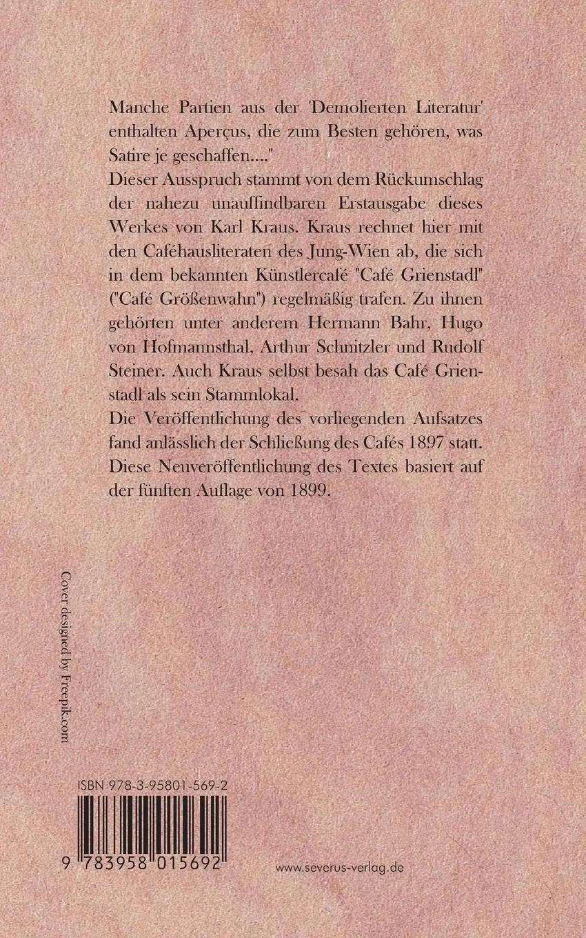 Rückseite: 9783958015692 | Die demolirte Litteratur / Die demolierte Literatur | Karl Kraus