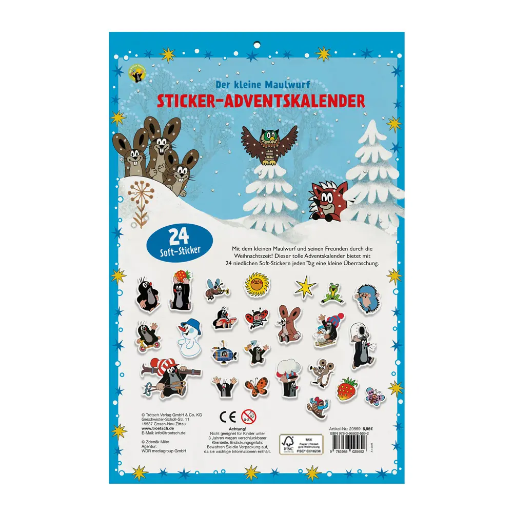 Bild: 9783988025692 | TRÖTSCH - Sticker-Adventskalender "Der kleine Maulwurf "...