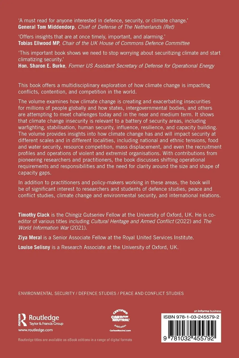 Rückseite: 9781032455792 | Climate Change, Conflict and (In)Security | Hot War | Clack (u. a.)
