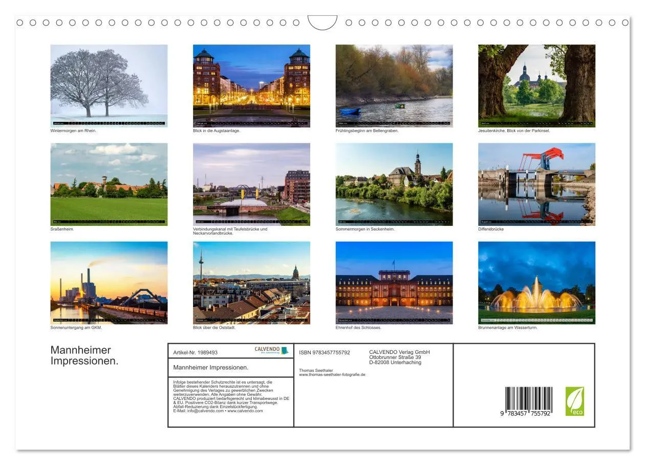 Bild: 9783457755792 | Mannheimer Impressionen. (Wandkalender 2026 DIN A3 quer), CALVENDO...