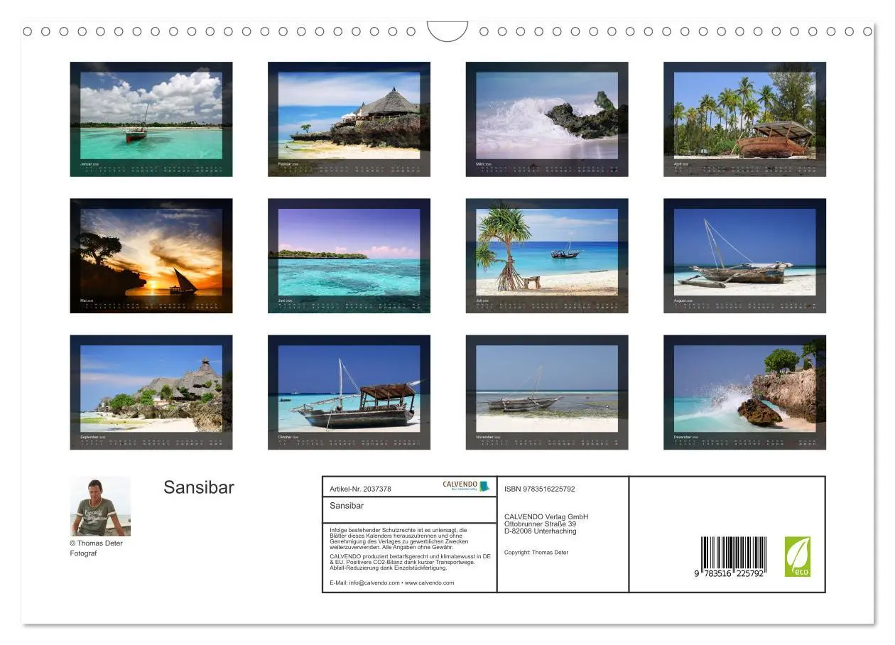 Bild: 9783516225792 | Sansibar (Wandkalender 2026 DIN A3 quer), CALVENDO Monatskalender