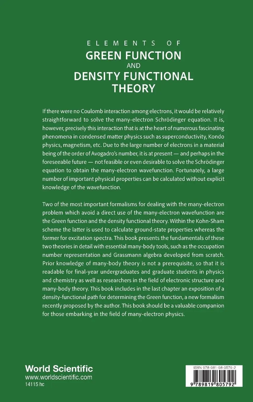 Rückseite: 9789819805792 | ELEMENTS OF GREEN FUNCTION AND DENSITY FUNCTIONAL THEORY | Buch | 2025