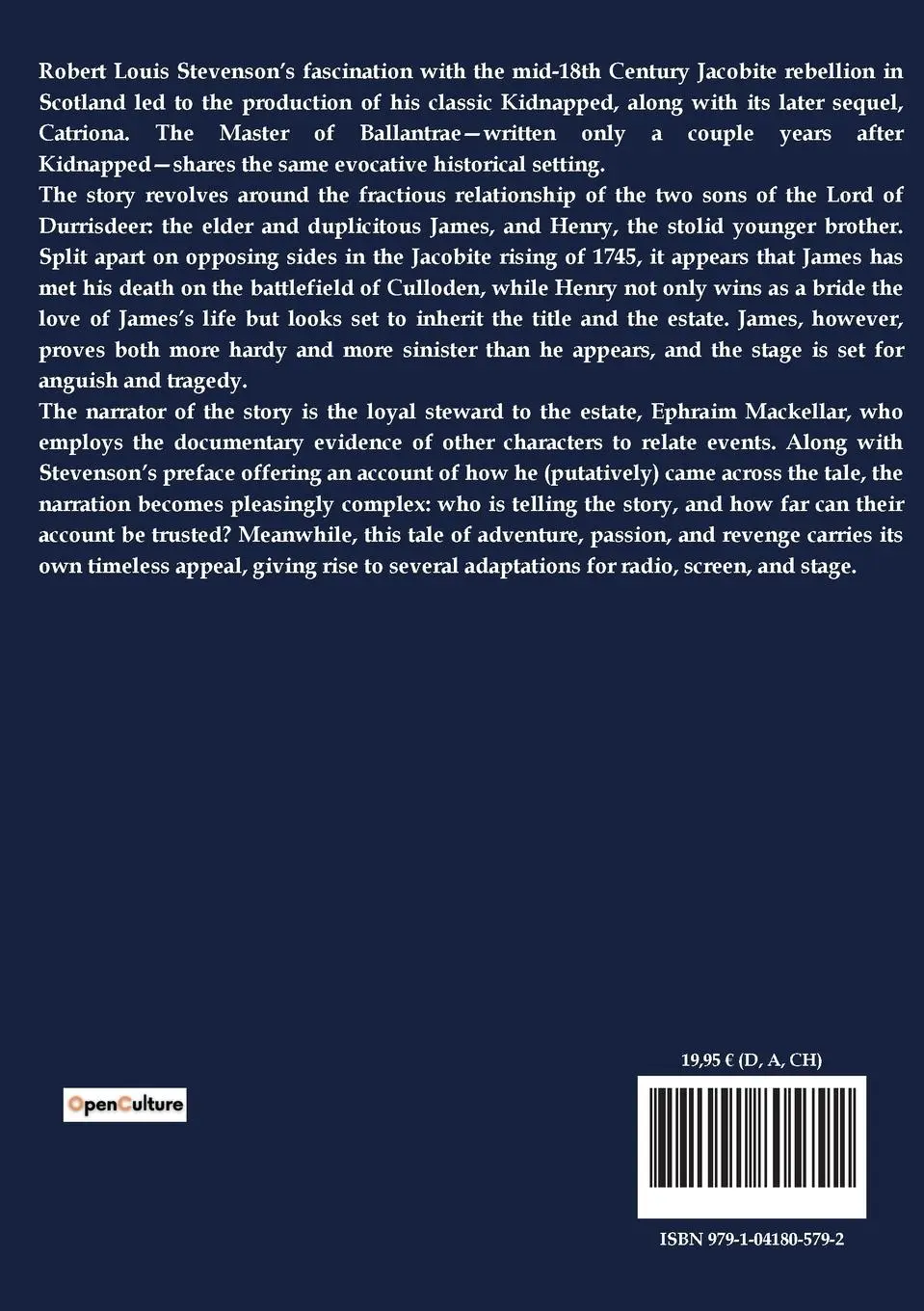 Rückseite: 9791041805792 | The Master of Ballantrae | Robert Louis Stevenson | Taschenbuch | 2023