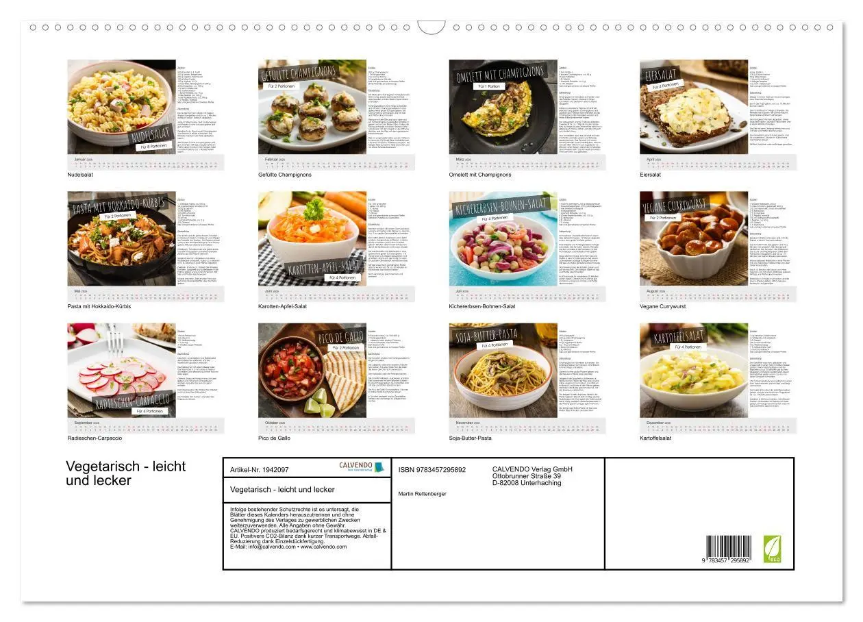 Bild: 9783457295892 | Vegetarisch - leicht und lecker (Wandkalender 2026 DIN A2 quer),...