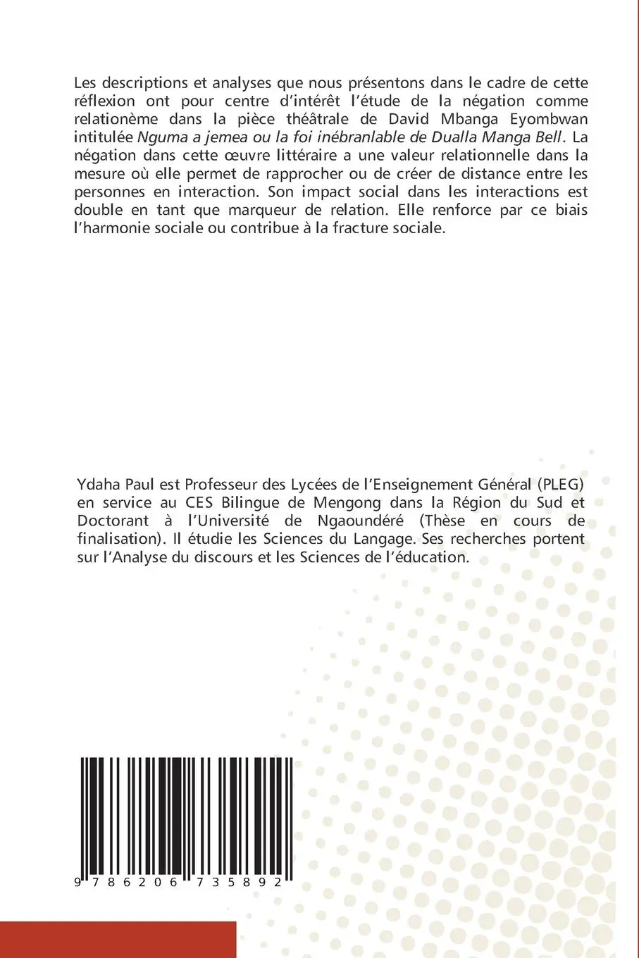Rückseite: 9786206735892 | La négation comme relationème dans Ngum a Jemea de David Mbanga | Buch