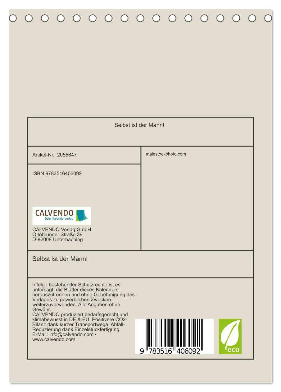 Bild: 9783516406092 | Selbst ist der Mann! (Tischkalender 2026 DIN A5 hoch), CALVENDO...