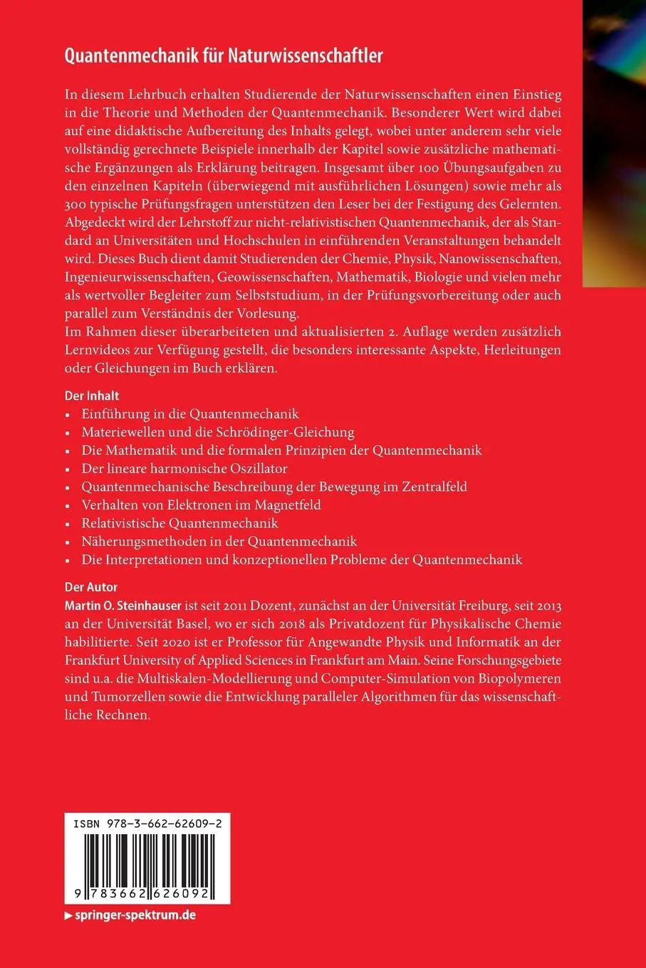 Rückseite: 9783662626092 | Quantenmechanik für Naturwissenschaftler | Martin O. Steinhauser | xix