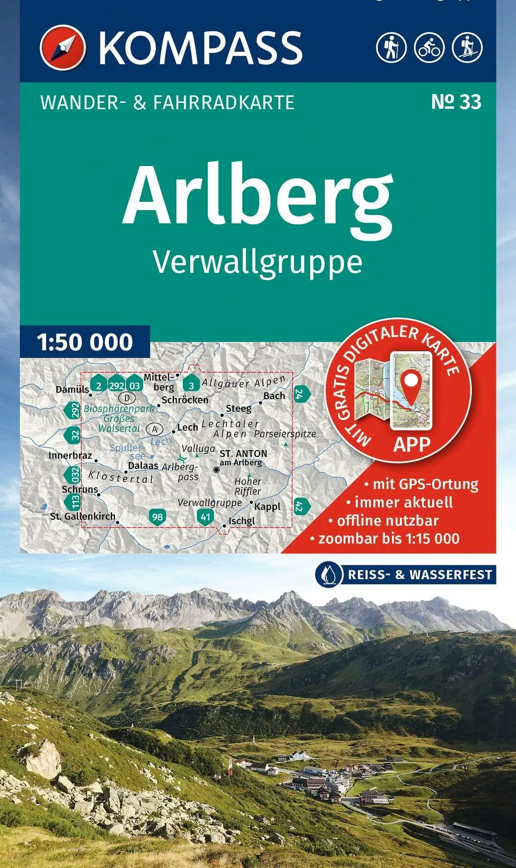 Cover: 9783991546092 | KOMPASS Wanderkarte 33 Arlberg, Verwallgruppe 1:50.000 | (Land-)Karte