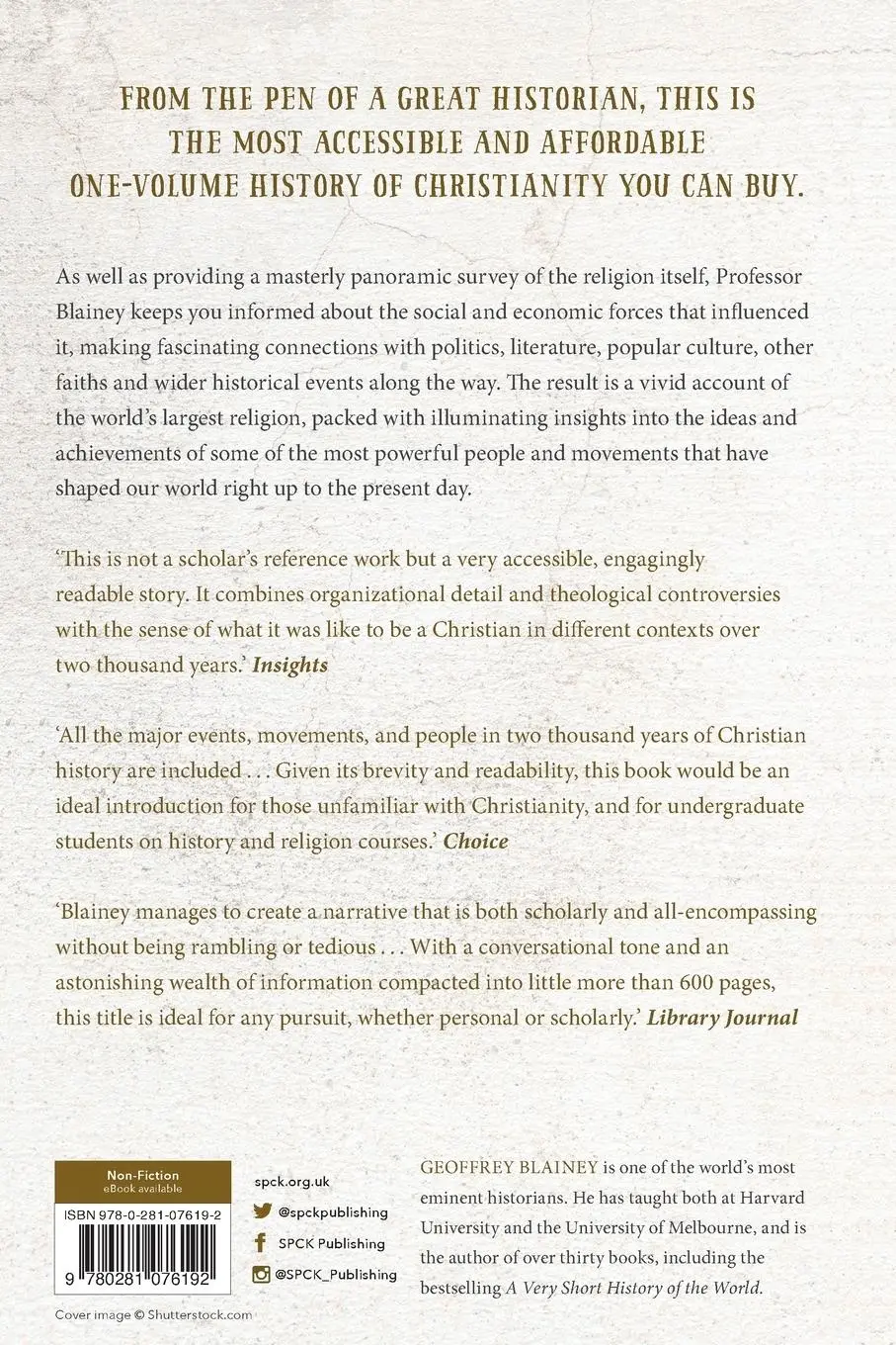Rückseite: 9780281076192 | A Short History of Christianity | Geoffrey Blainey | Taschenbuch