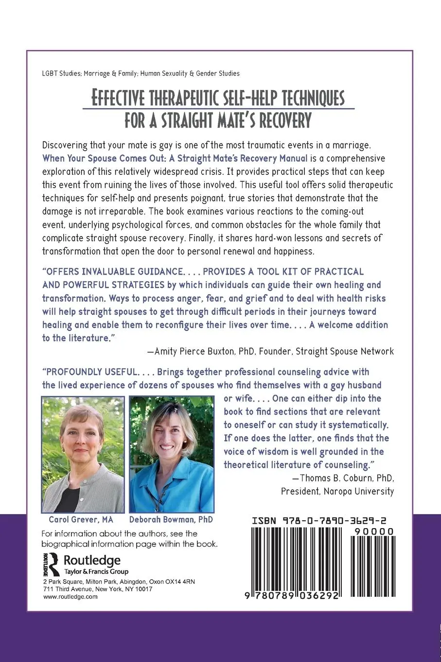 Rückseite: 9780789036292 | When Your Spouse Comes Out | A Straight Mate's Recovery Manual | Buch