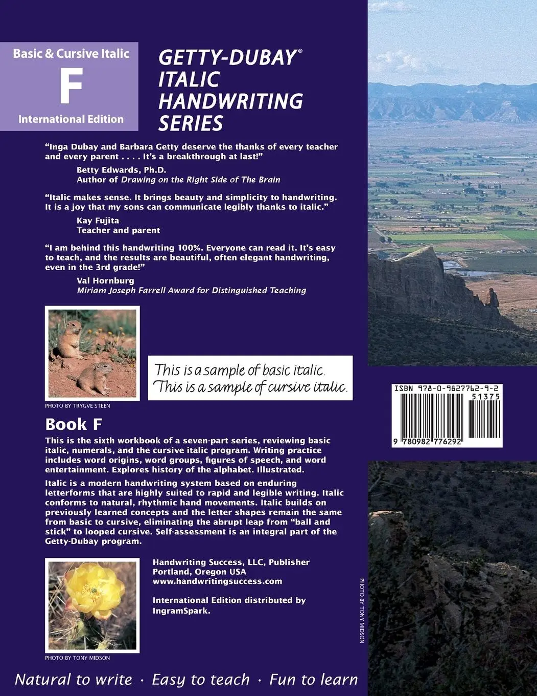 Rückseite: 9780982776292 | Getty-Dubay Italic Handwriting Series | Book F | Barbara Getty (u. a.)
