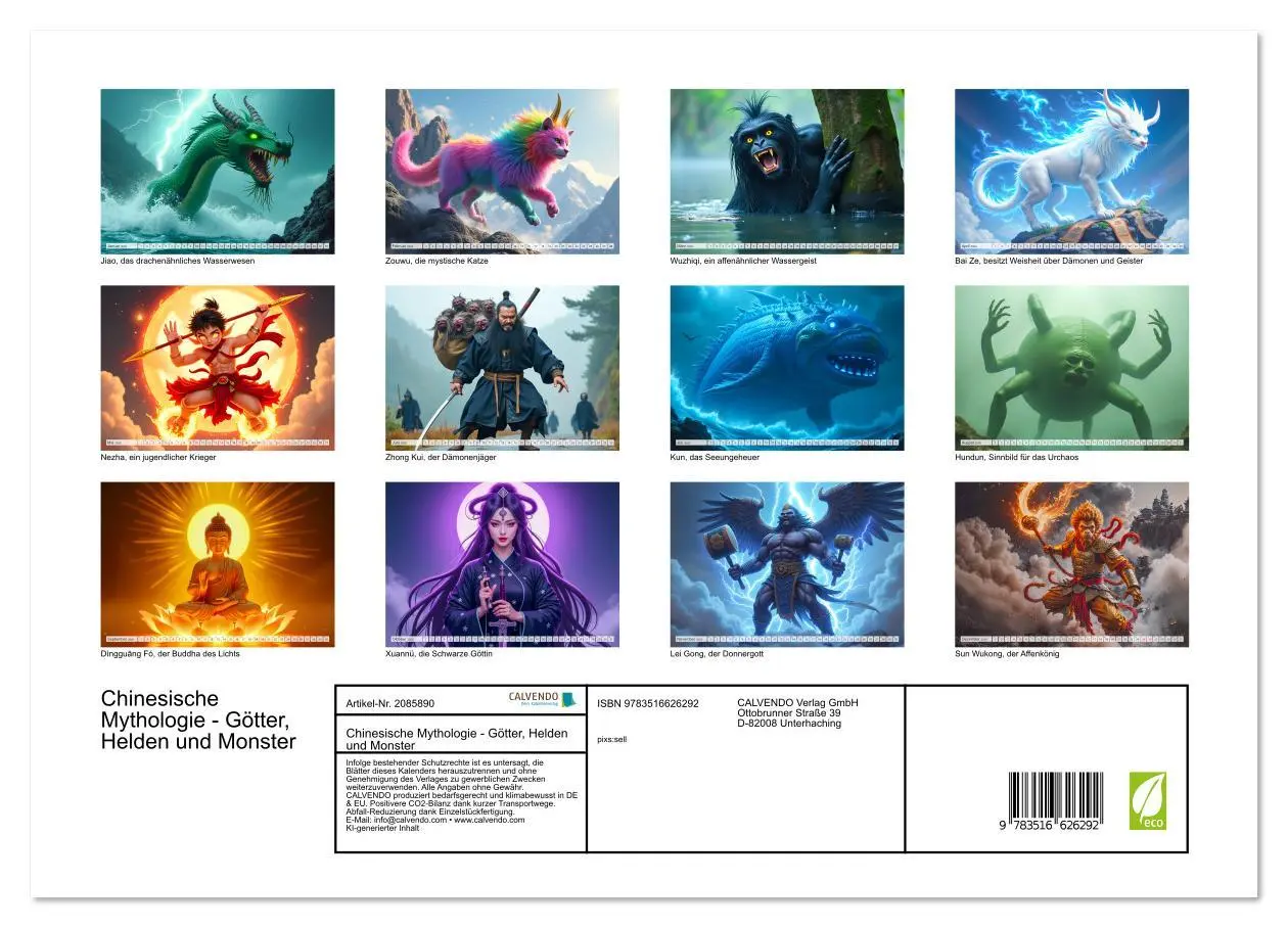 Bild: 9783516626292 | Chinesische Mythologie - Götter, Helden und Monster (Wandkalender...
