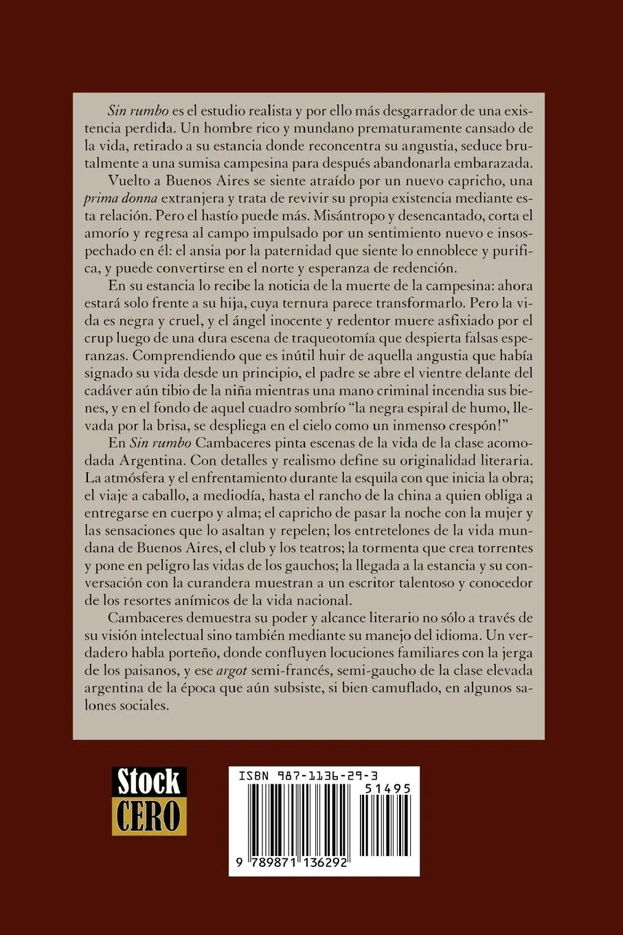 Rückseite: 9789871136292 | Sin rumbo | Eugenio Cambaceres | Taschenbuch | Kartoniert / Broschiert