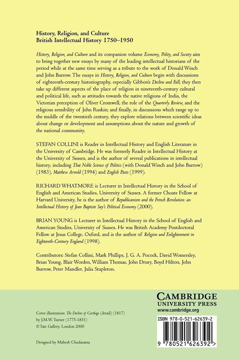Rückseite: 9780521626392 | History, Religion, and Culture | Stefan Collini | Taschenbuch | 2010
