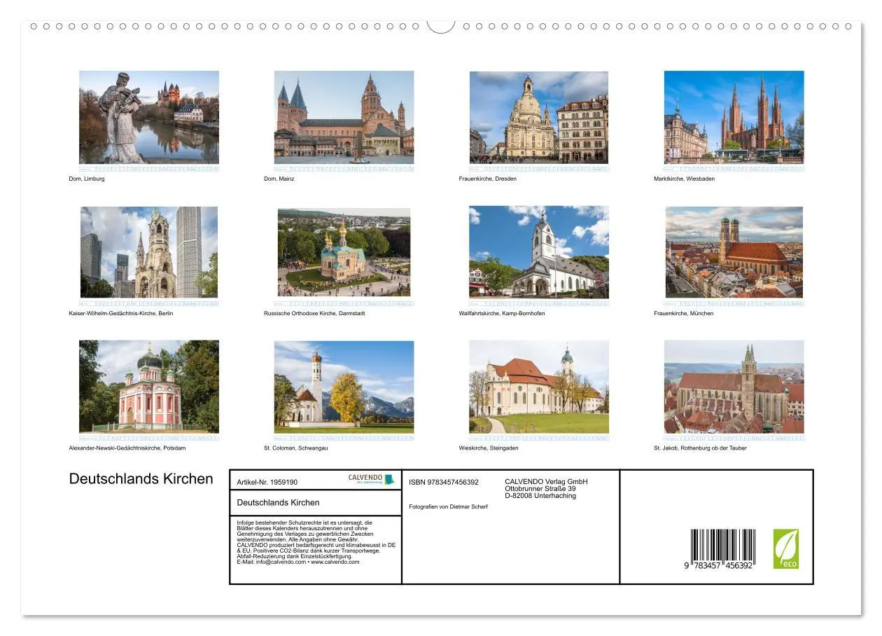 Bild: 9783457456392 | Deutschlands Kirchen (Wandkalender 2026 DIN A2 quer), CALVENDO...