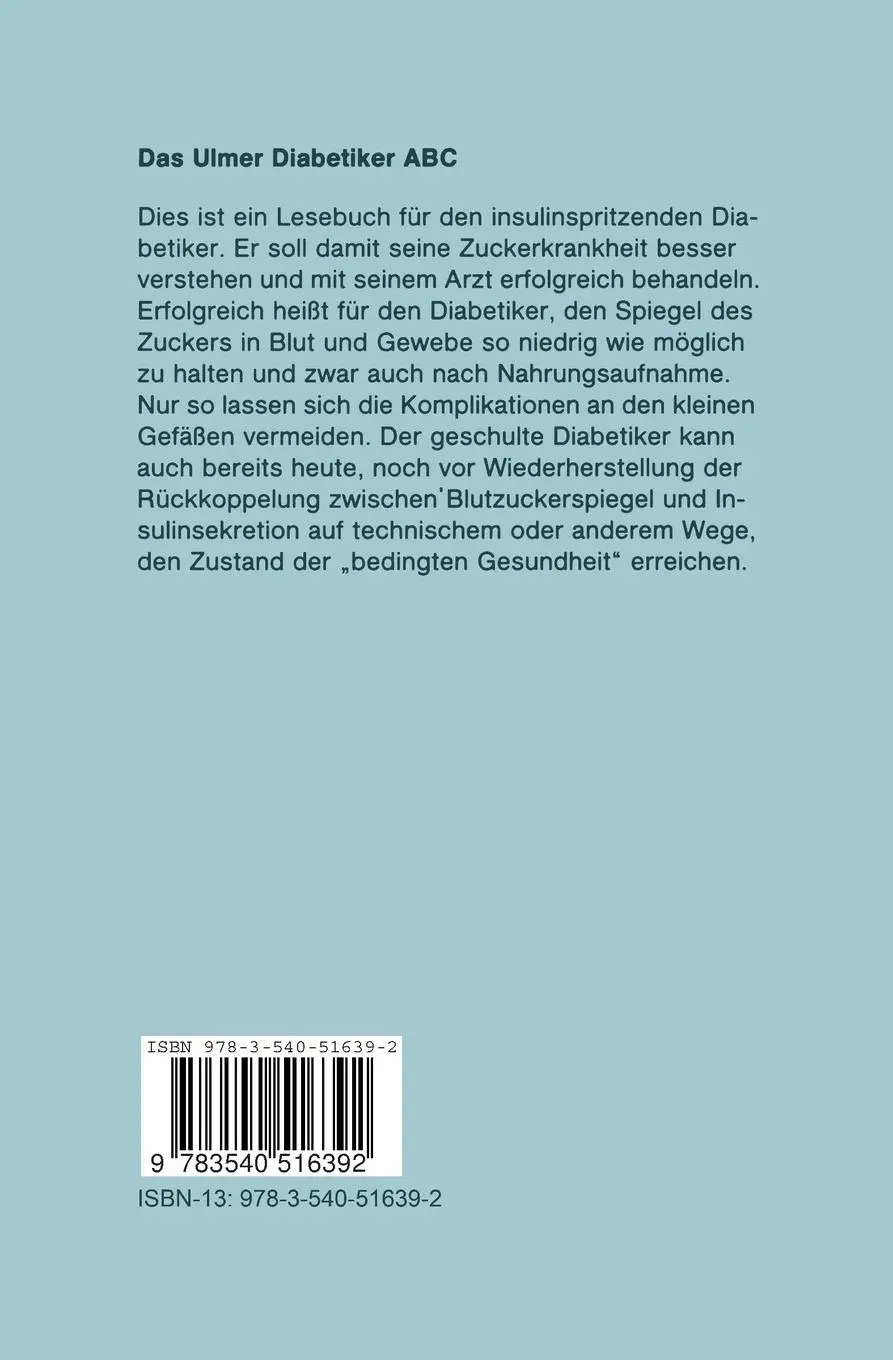 Rückseite: 9783540516392 | Das Ulmer Diabetiker ABC | E. F. Pfeiffer | Taschenbuch | x | Deutsch