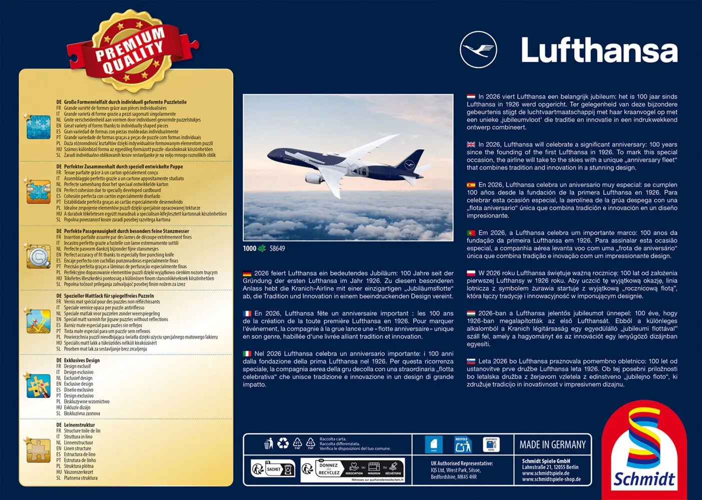 Bild: 4001504586492 | 1002 Jahre Lufthansa, 1000 Teile | Spiel | Schachtel | 58649 | Deutsch