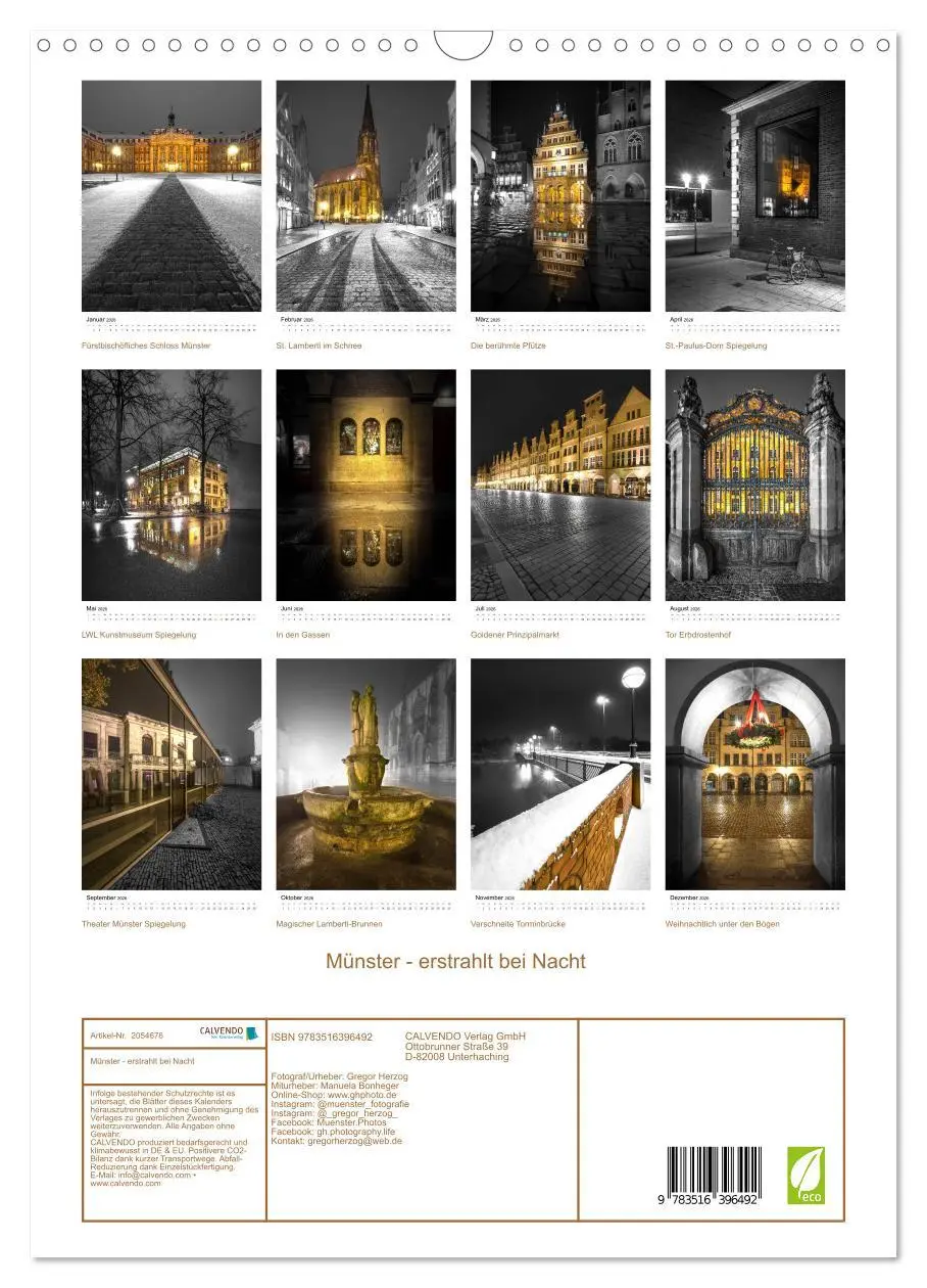 Bild: 9783516396492 | Münster - erstrahlt bei Nacht (Wandkalender 2026 DIN A3 hoch),...