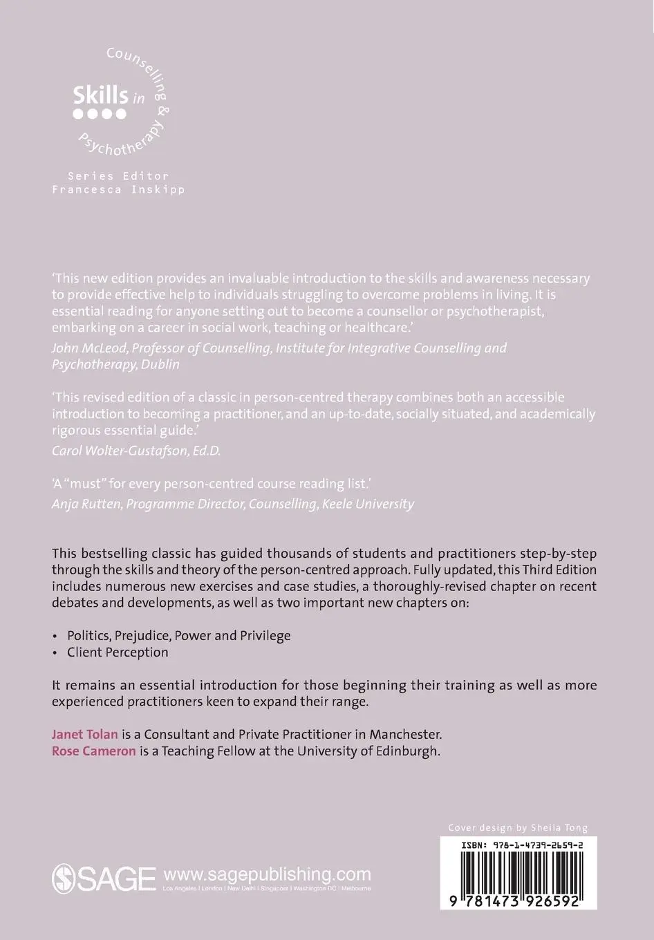Rückseite: 9781473926592 | Skills in Person-Centred Counselling &amp; Psychotherapy | Tolan (u. a.)