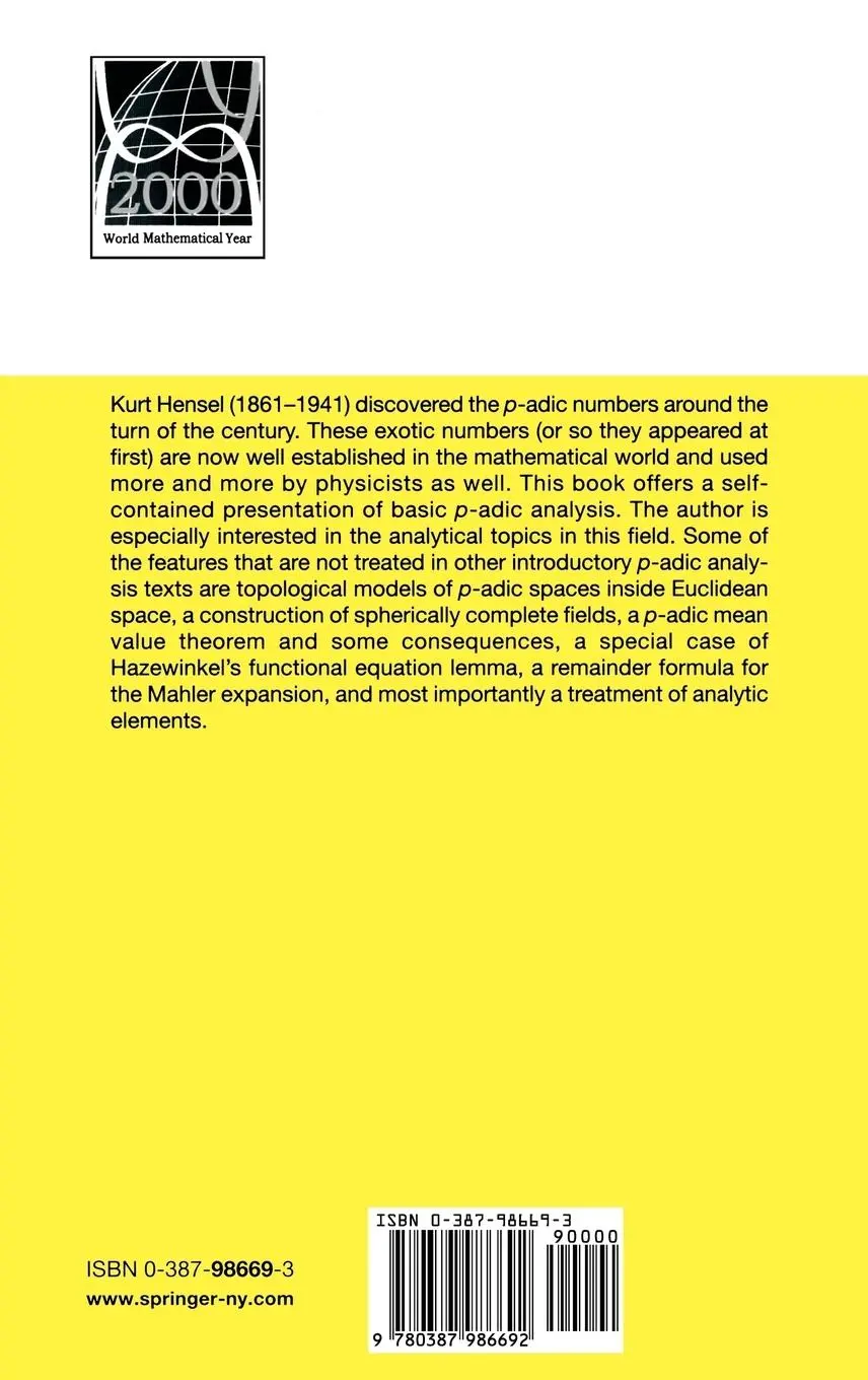 Rückseite: 9780387986692 | A Course in p-adic Analysis | Alain M. Robert | Buch | xvi | Englisch