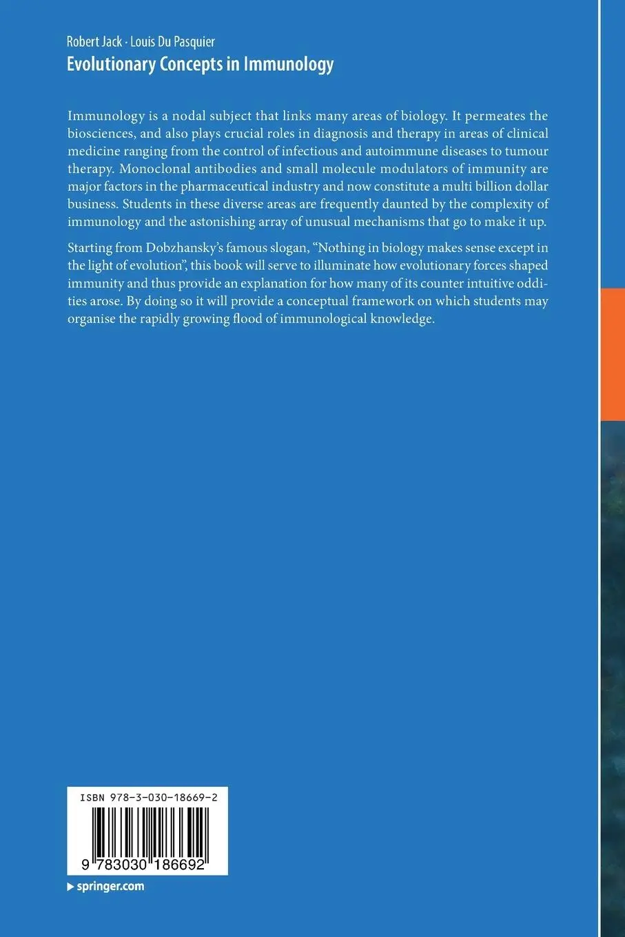 Rückseite: 9783030186692 | Evolutionary Concepts in Immunology | Louis Du Pasquier (u. a.) | Buch